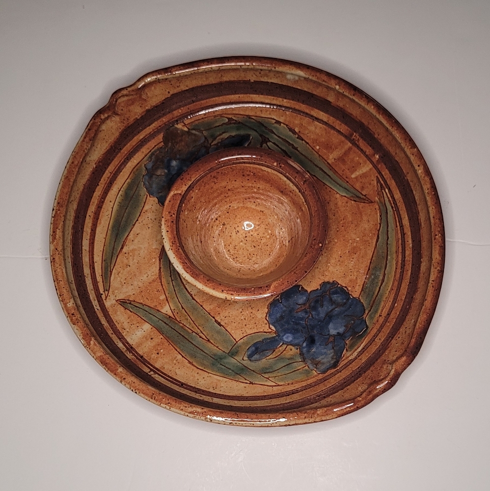 Pottery Chip And Dip Dish
